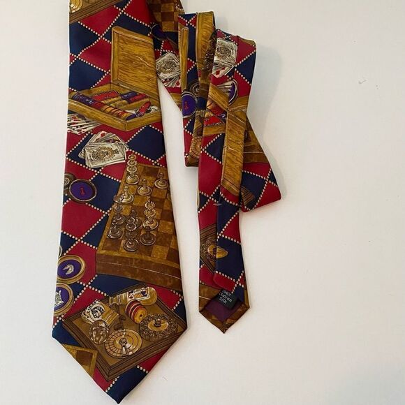 Vintage Halston Gaming Chess Poker Silk Tie - Picture 4 of 4